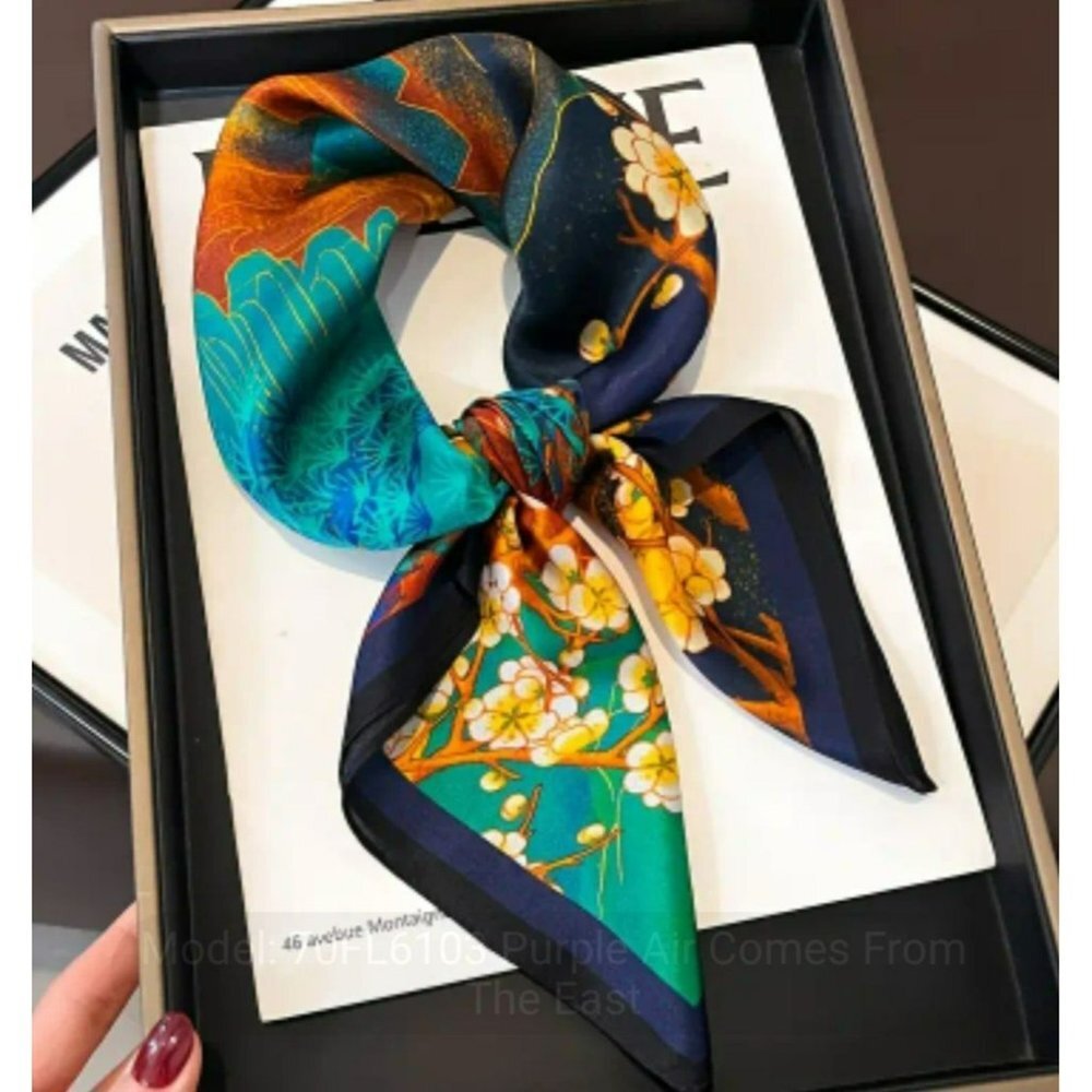 NWT - Purple Air Comes from the East Printed Square Scarf (SKU 0141)